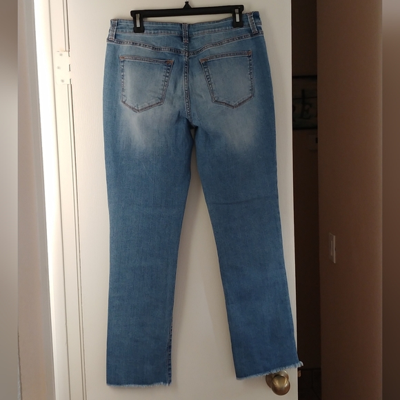 A.n.a jean pants straight size 10 fringe crop light wash - Picture 2 of 3